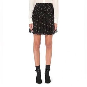 Maje | flowy smocked chiffon skirt with geometric print | size 2